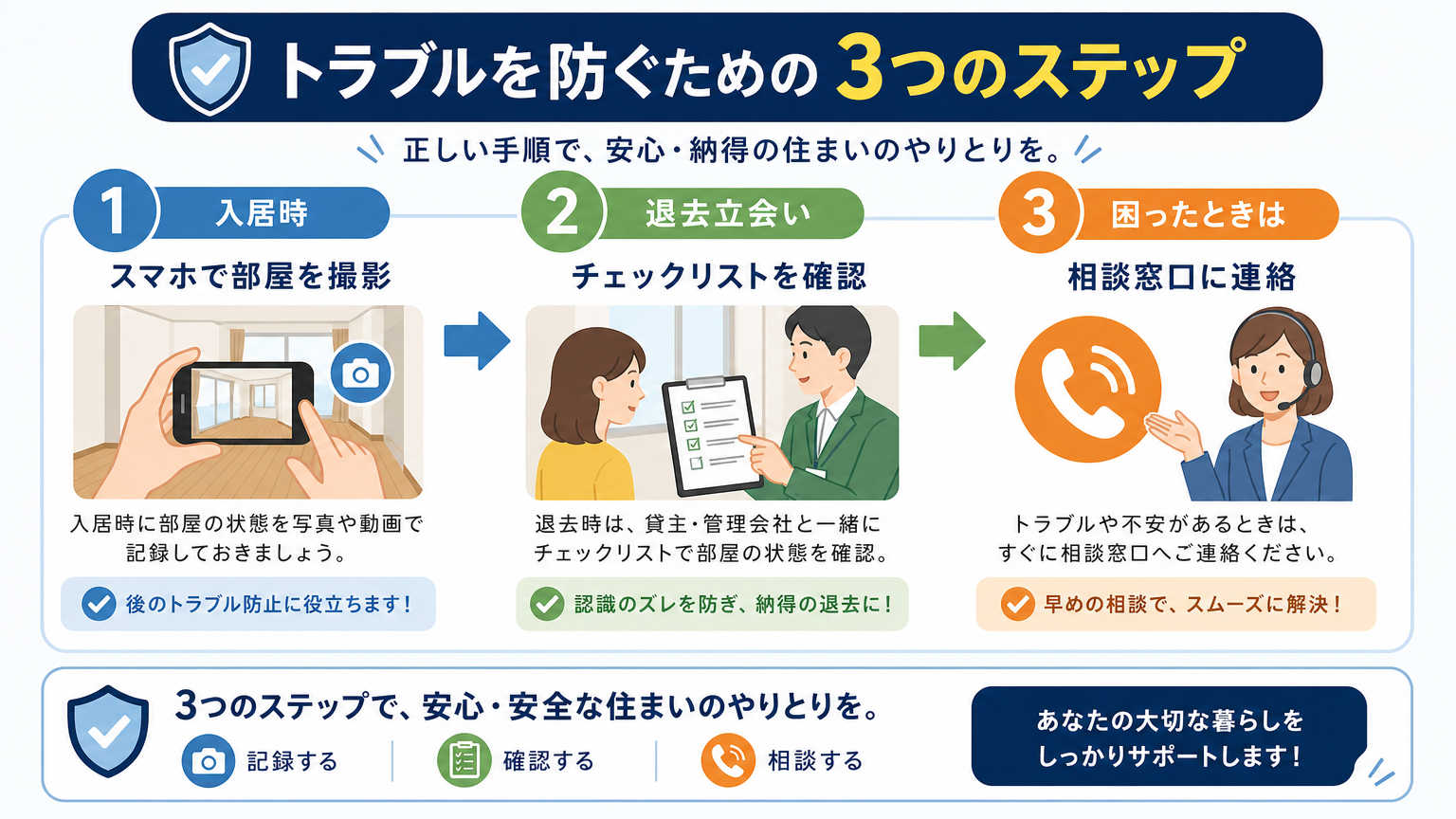 退去時の原状回復トラブルを防ぐための手順