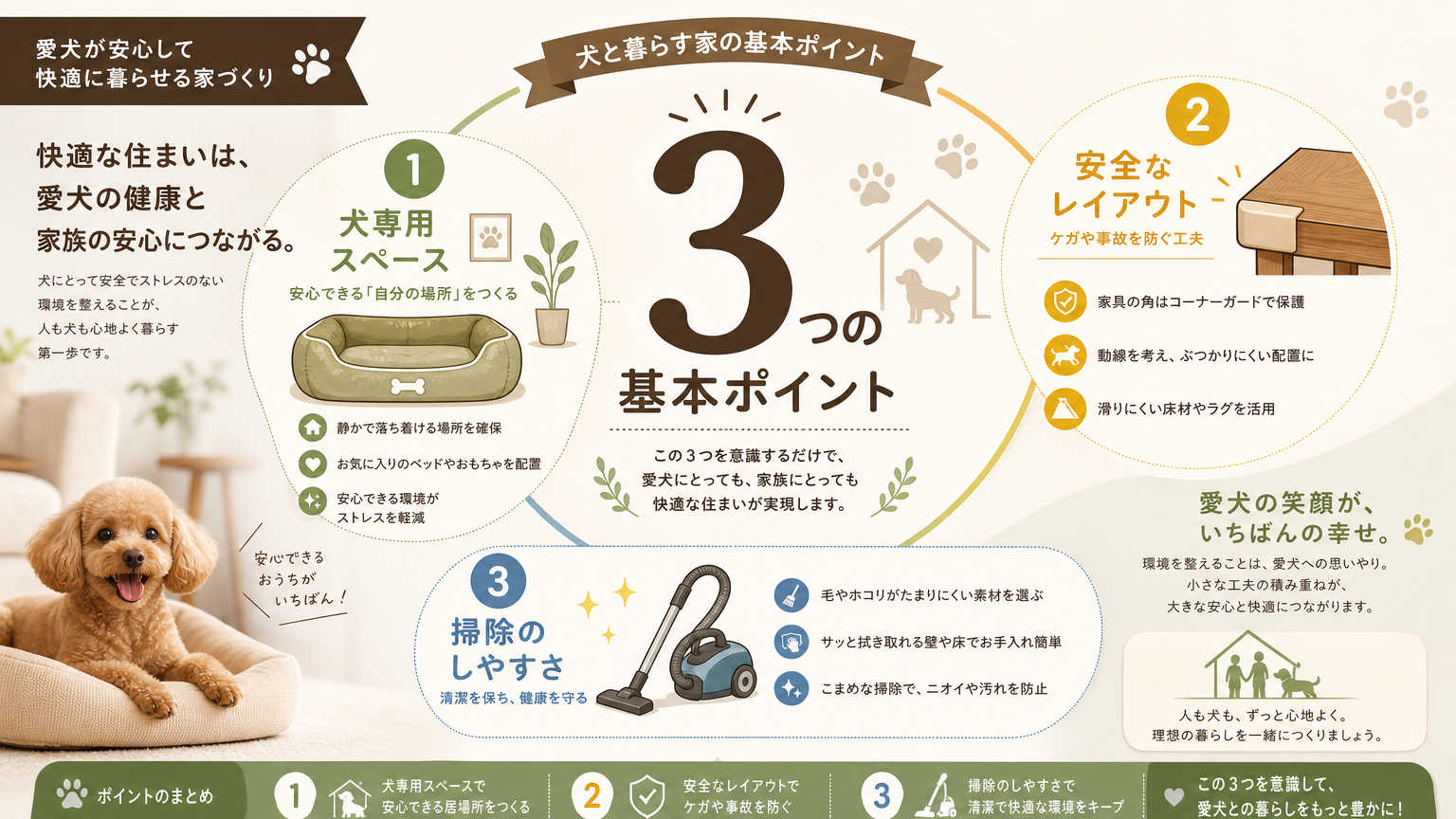 犬と暮らす部屋づくりの結論|押さえるべき3つの基本ポイント